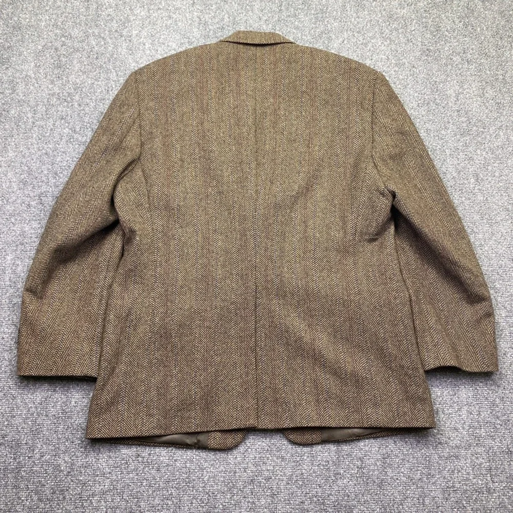 Cricketeer Mens 40S Brown Herringbone Lambs Wool Blend 2 Button Blazer Jacket